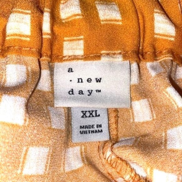 A New Day Womens Shorts Tie-Waist Checkered Polyester Orange XXL Casual Chic - Picture 3 of 6